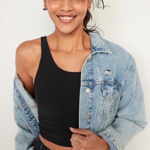 Old Navy Light Support PowerSoft Adjustable Longline Sports Bra. In Black Jack.